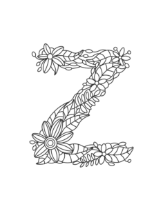 Flower Letter Z Coloring Pages Pdf, Free Vectors File